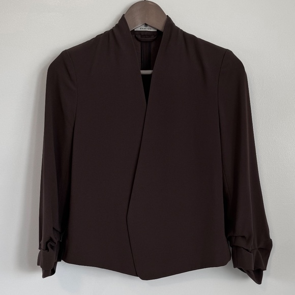 Babaton Power Waist Blazer Open-front Crepe Rich Mocha Brown Size 4 - Picture 2 of 12
